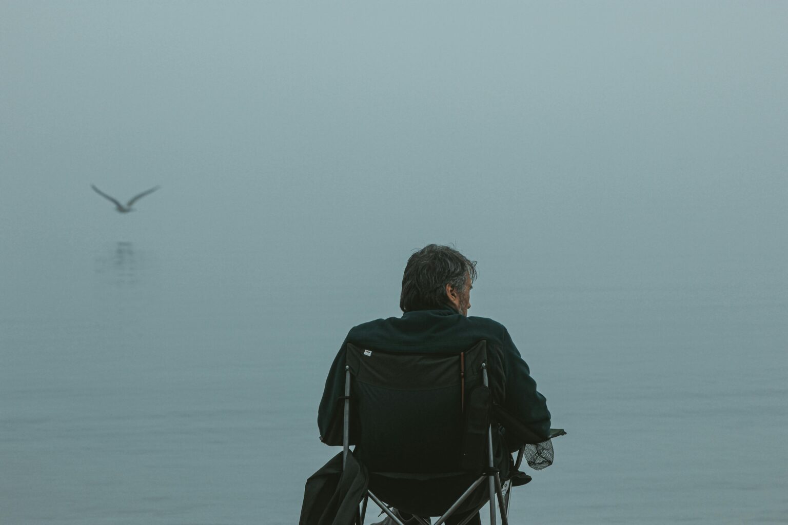 Alone man sitting